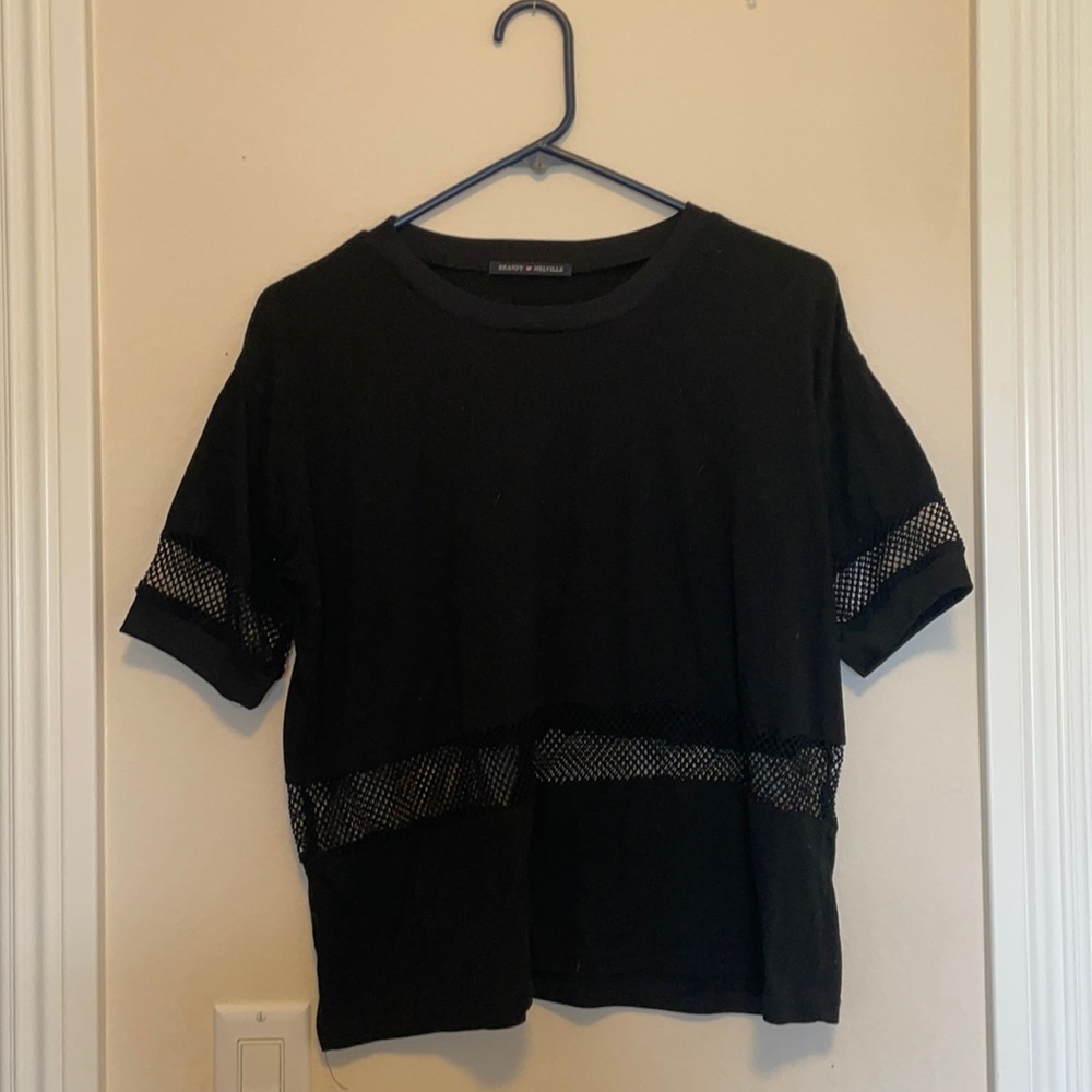 Brandy Melville Short sleeve Mesh cutout top